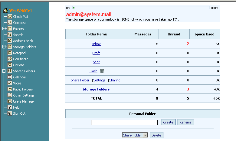 WinWebMail Server Screenshot